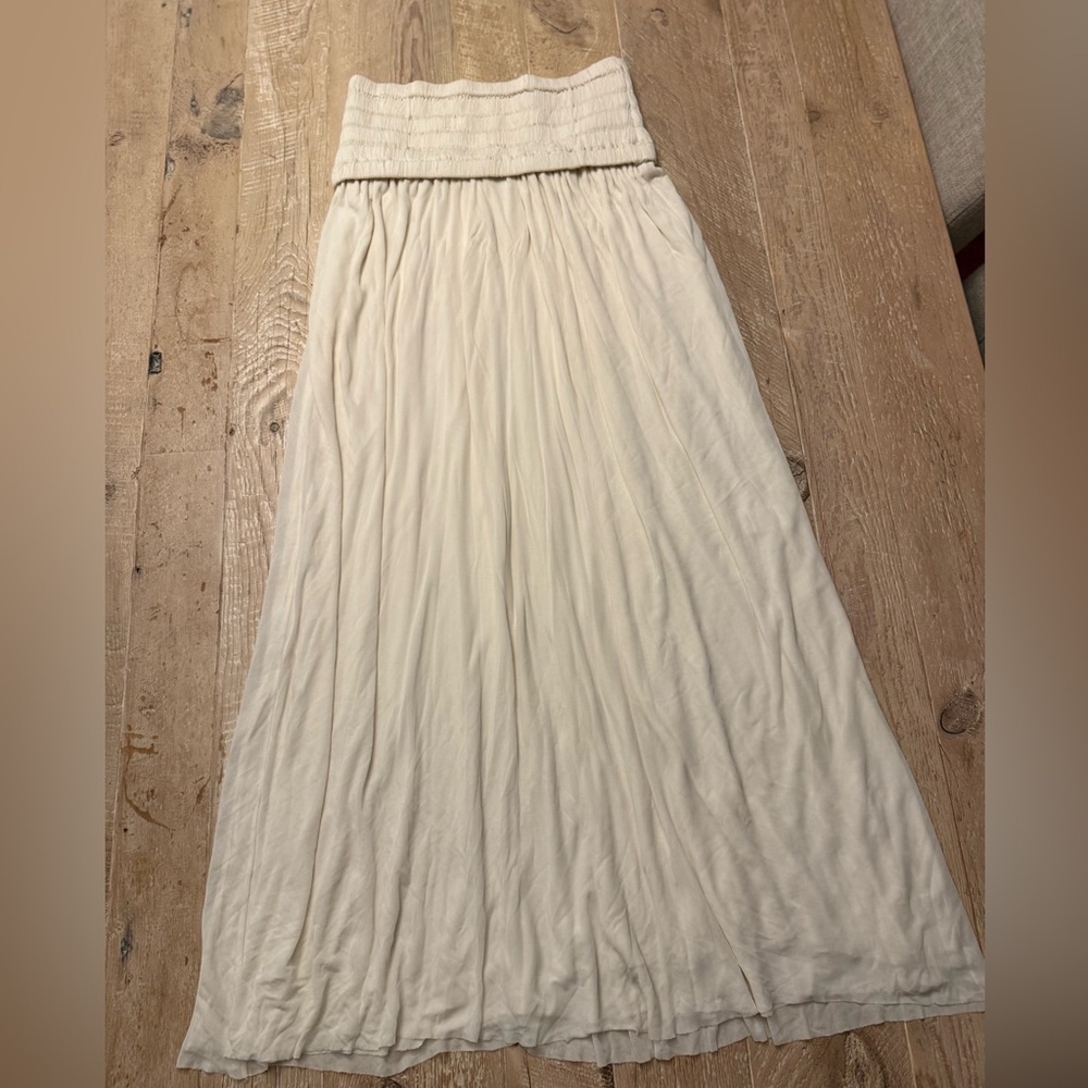 A.L.C. Strapless Cream Midi Layered Dress Size S Stunning!